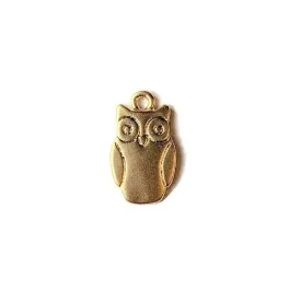14K Matte Owl Charm Pendant