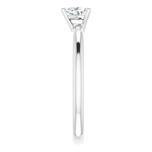 14K White Gold Natural White Sapphire Heart Solitaire Ring