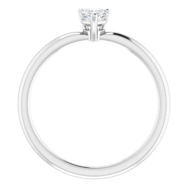 14K White Gold Natural White Sapphire Heart Solitaire Ring