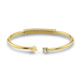 1928 Jewelry Crystal Accent With Initial Cuff Bracelet