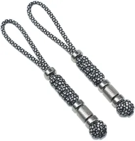 2 Pack Paracord Knife Lanyard with Stainless Steel Beads Paracord Lanyards for Knife EDC Tools Keychains (White & Black, 5.3 INCHES)