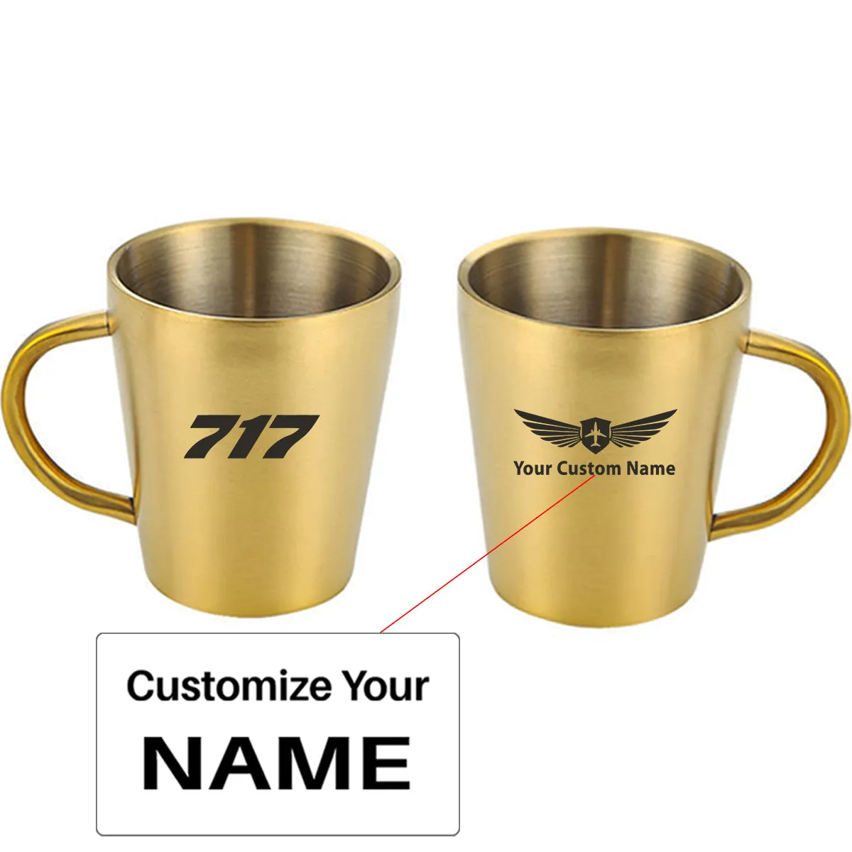 717 Flat Text Designed Stainless Steel Coffee Mugs