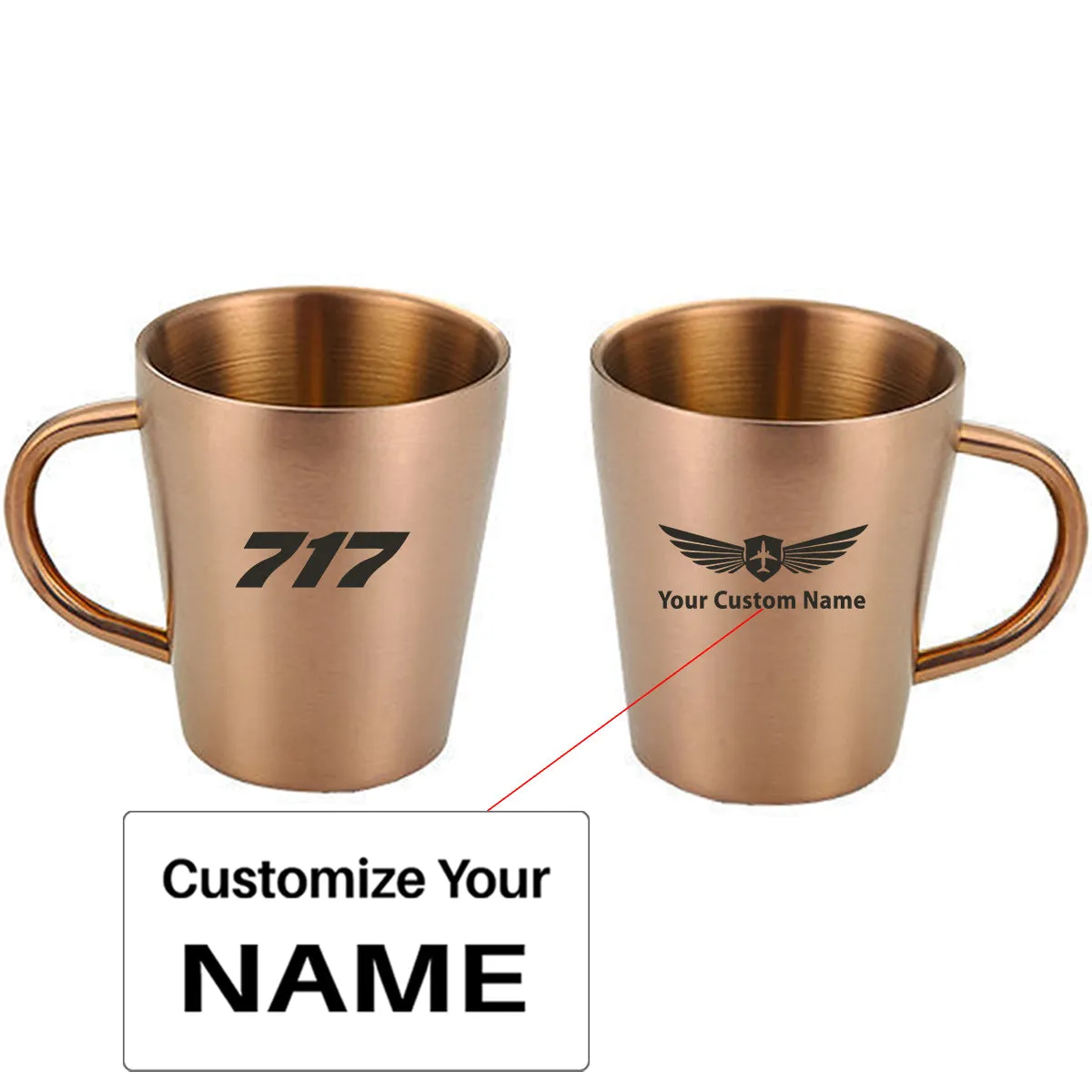 717 Flat Text Designed Stainless Steel Coffee Mugs