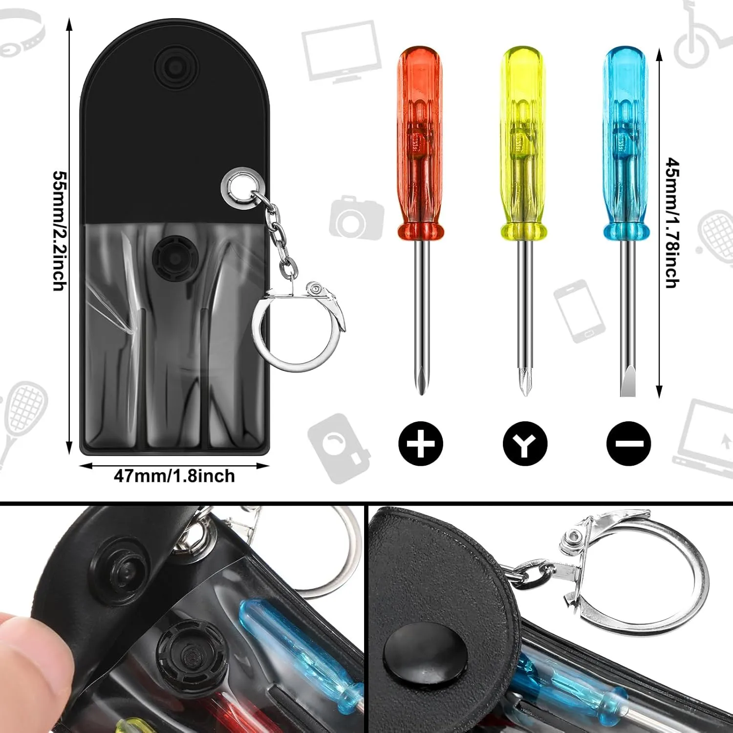 96 Pcs Mini Tape Screwdriver Keychain Set Fathers Gifts Employee Coworkers Men Gifts Bulk Adult Party Favors Measuring Keychains Multitool Pen Card Tool for Men Dad (Multicolor)