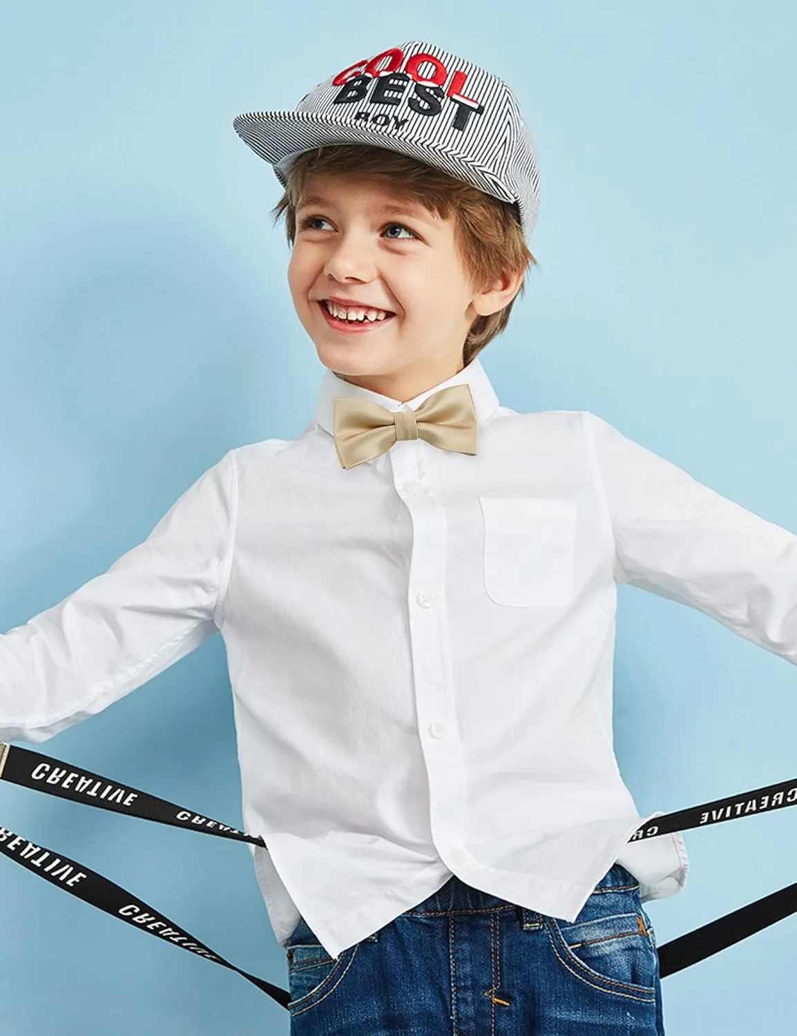 Alizeal Solid Banded Adjustable Length Pre-tied Boy's Bow Tie