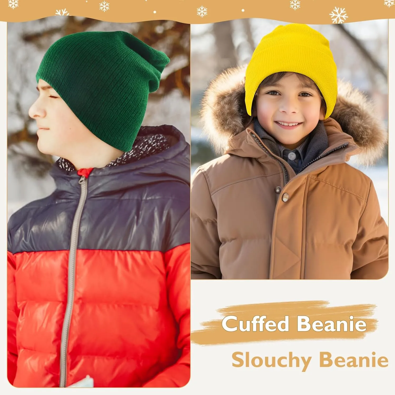 American Trends Kids Beanie Warm Knit Beanie Hats Boys Girls Winter Hat Soft Slouchy Hats for Kids