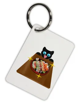 Anime Cat Loves Sushi Aluminum Keyring Tag by TooLoud