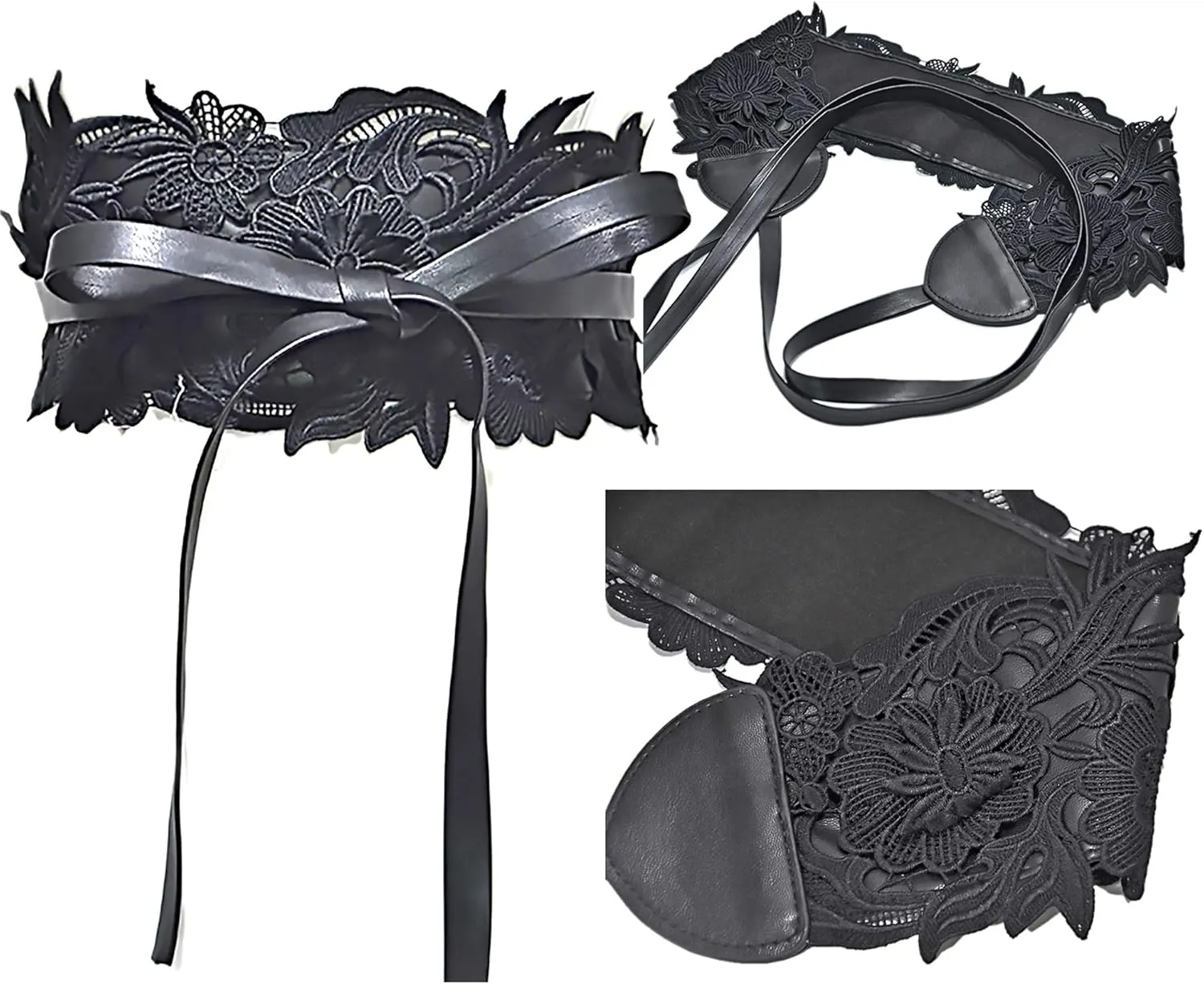 Ayliss Women's Lace Waist Belt Obi Bowknot Cinch Wide Belt Bow Tie Wrap Boho Corset Dress Waist Band Pu Leather