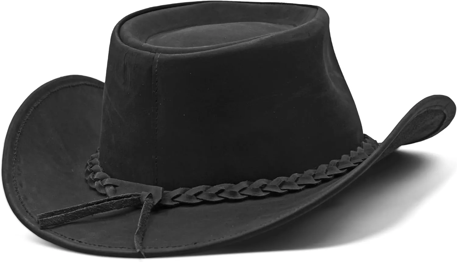 Block Grain Leather Cowboy Hat for Men Women Shape able into Out Back hat Durable Leather Hats for Men | Western hat