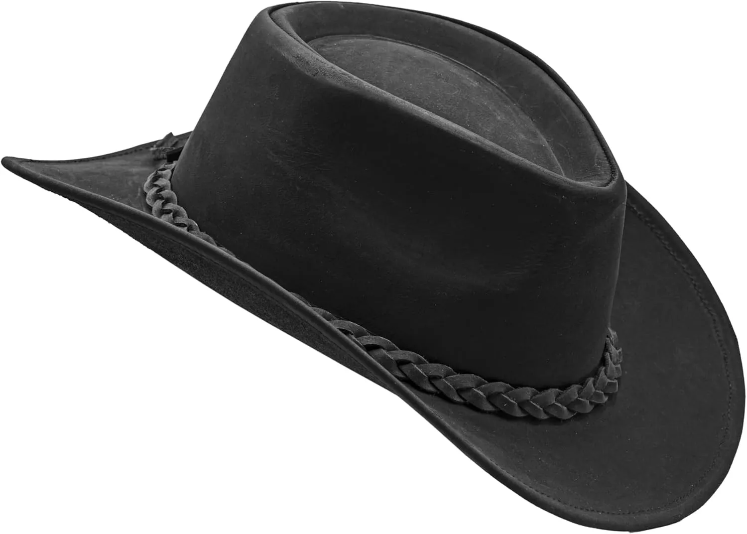 Block Grain Leather Cowboy Hat for Men Women Shape able into Out Back hat Durable Leather Hats for Men | Western hat