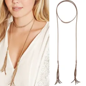 Brown Velvet Chokers Necklaces With Gold Plated Beads