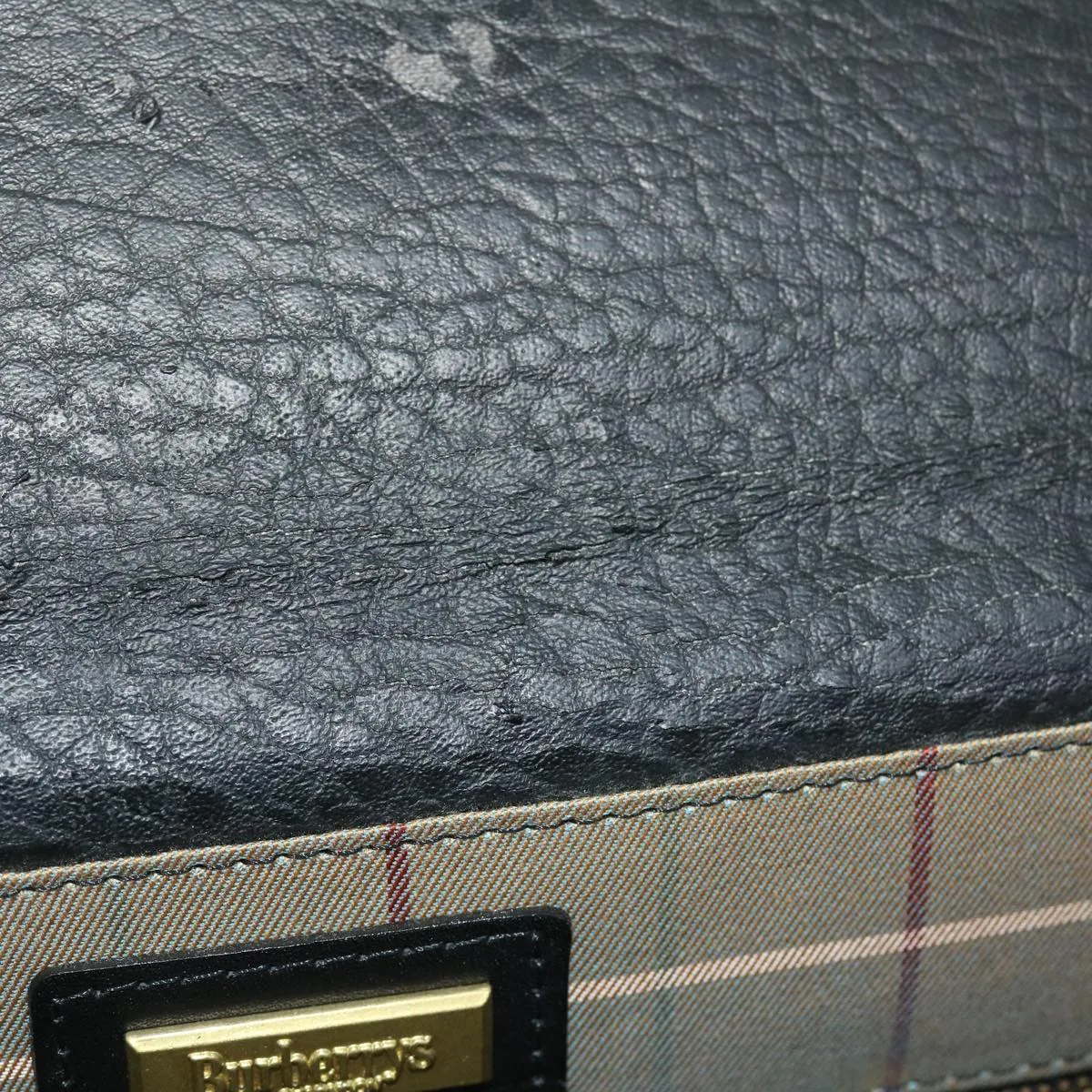 BurberrySs Briefcase Leather Black Auth bs7548