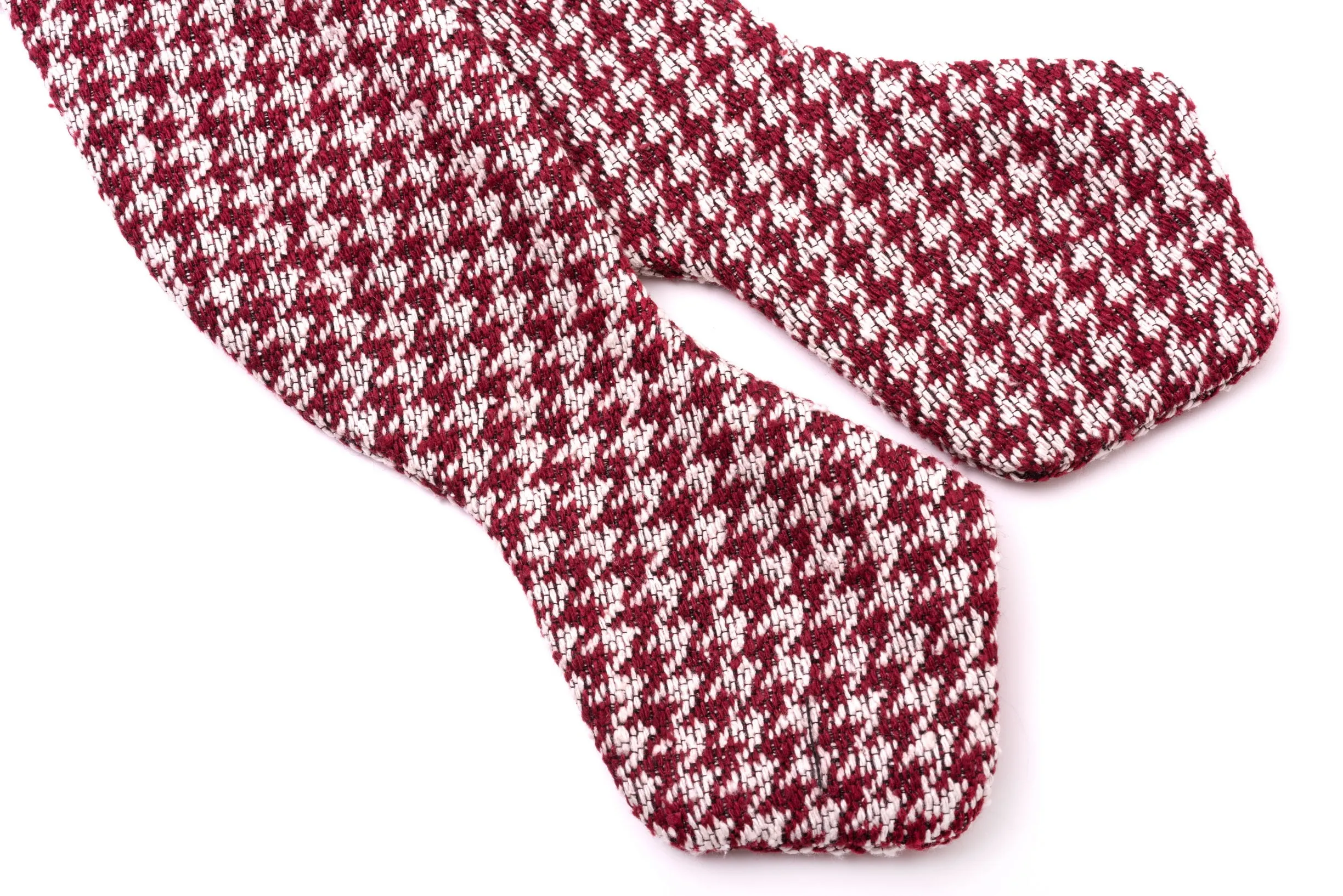 Burgundy & Cream Houndstooth Silk Bourette Bow Tie