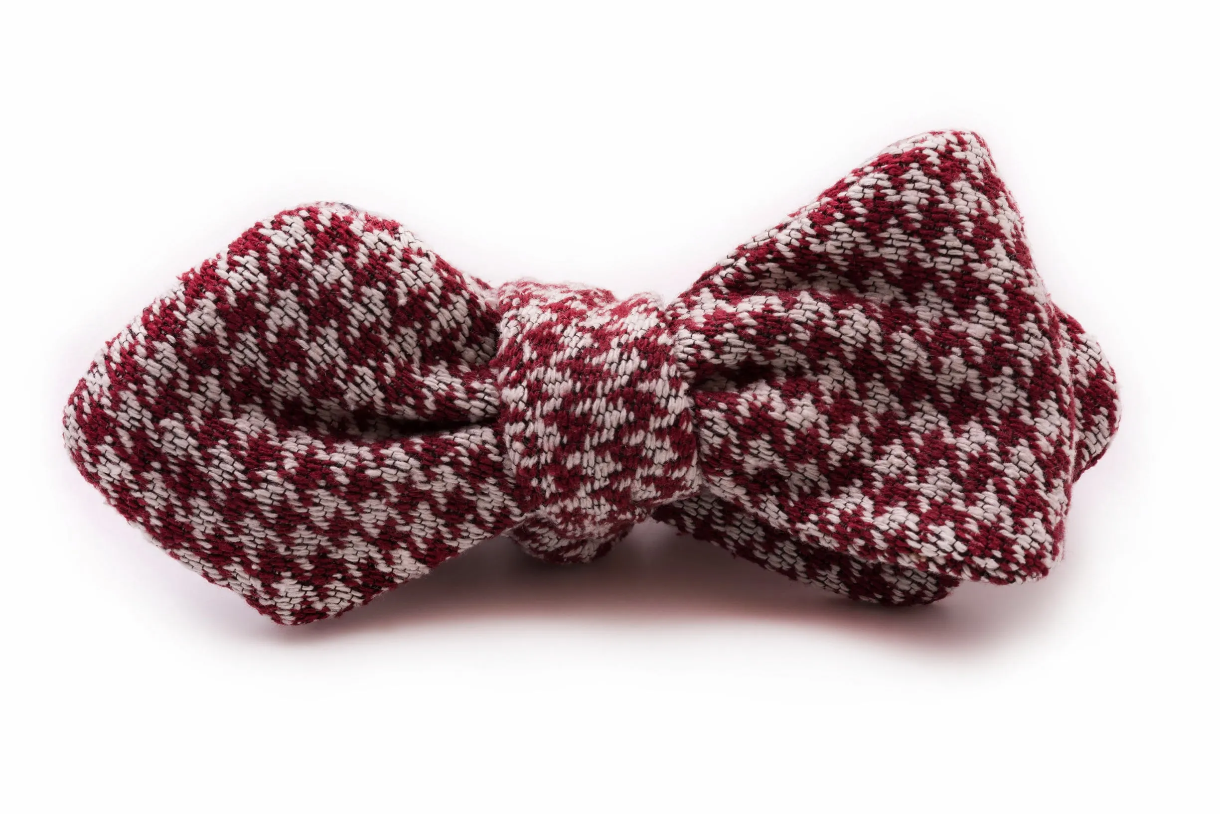 Burgundy & Cream Houndstooth Silk Bourette Bow Tie