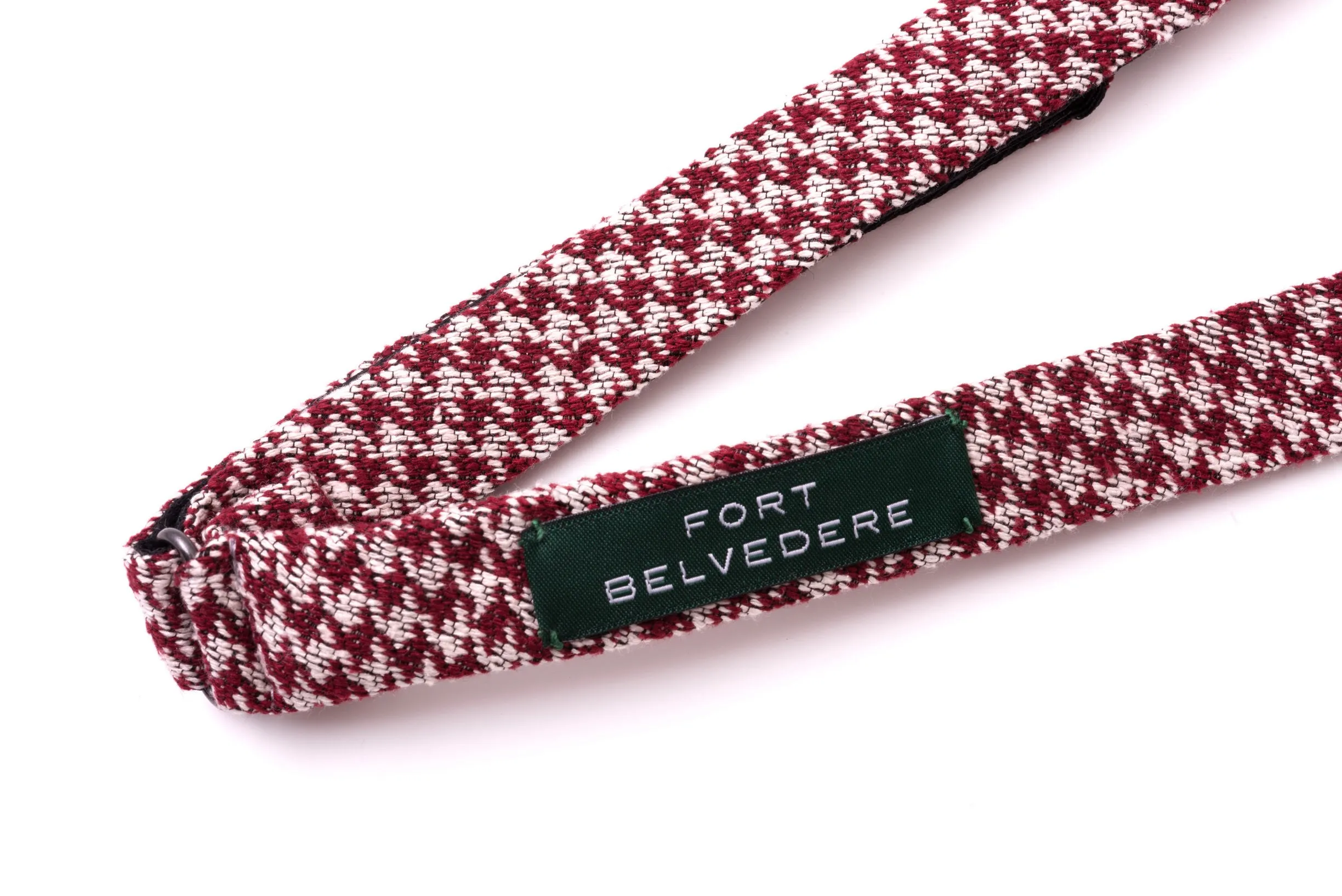 Burgundy & Cream Houndstooth Silk Bourette Bow Tie