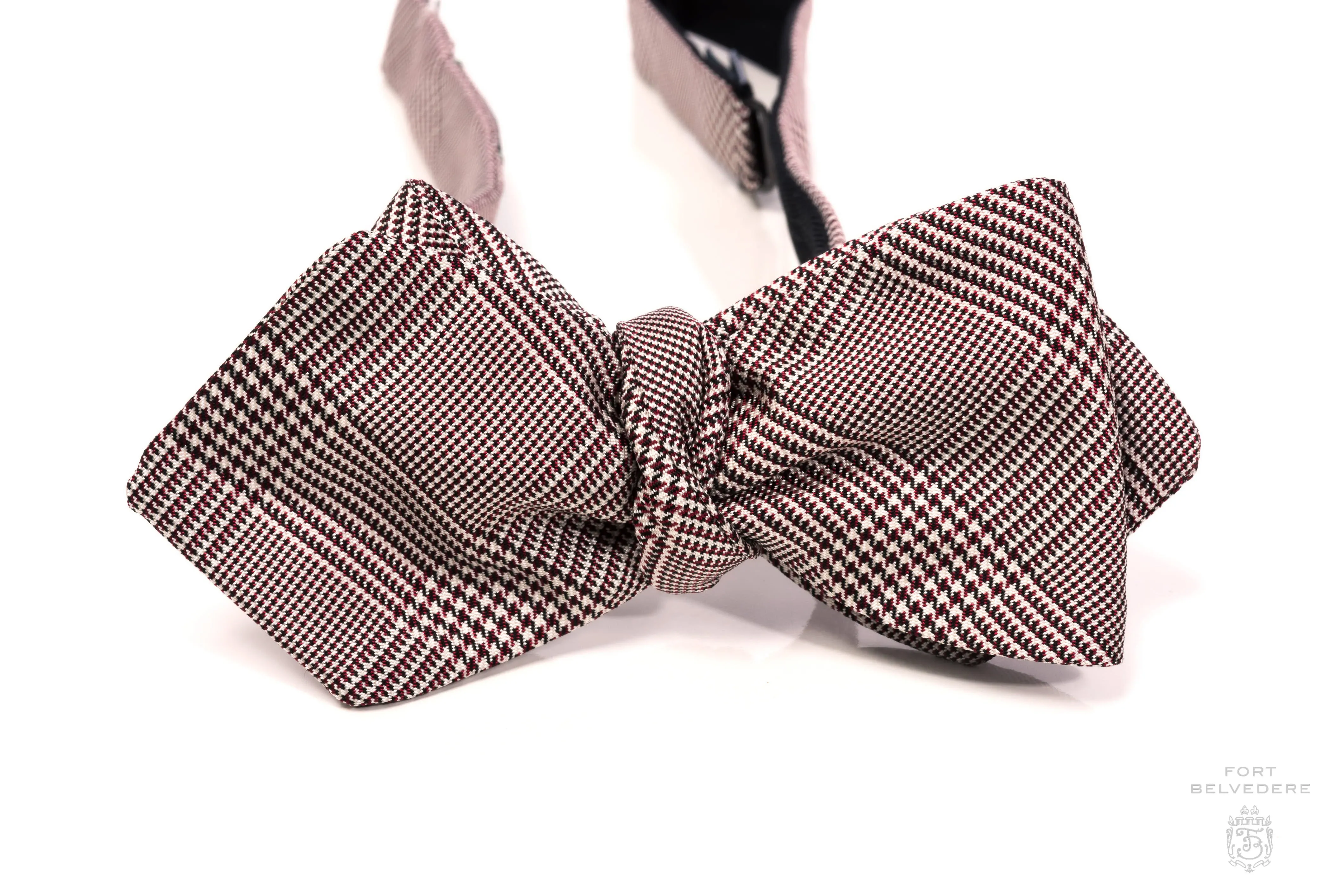 Burgundy Glen Check Silk Bow Tie