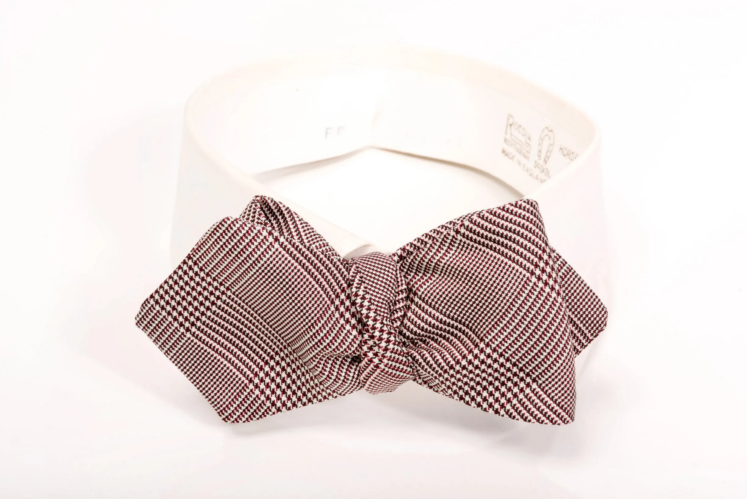 Burgundy Glen Check Silk Bow Tie