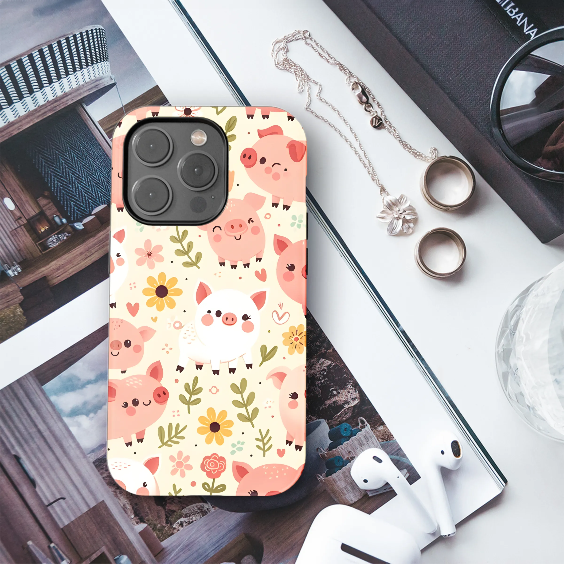 Cartoon Pig Phone Case iPhone Samsung Cover Pixel 3436