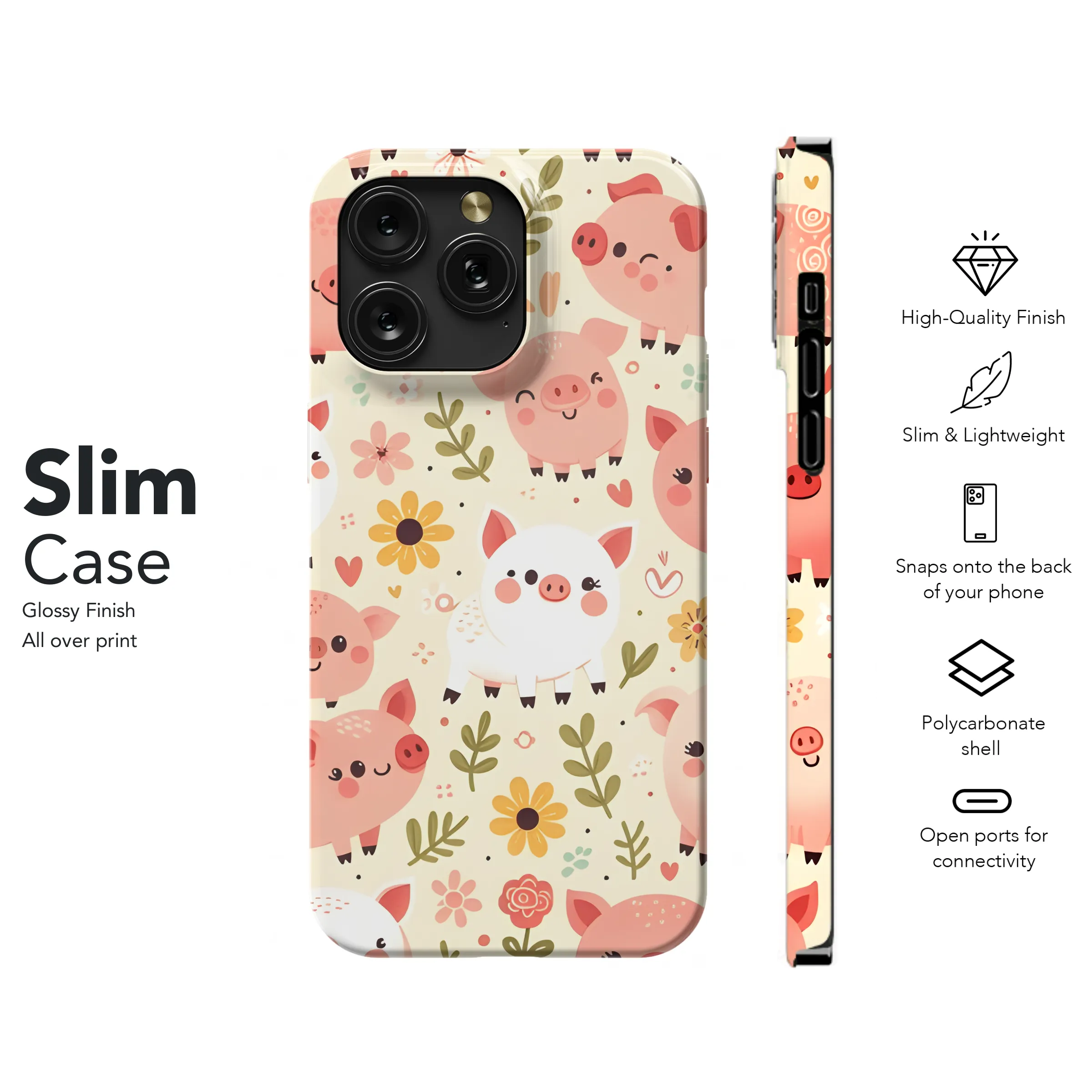 Cartoon Pig Phone Case iPhone Samsung Cover Pixel 3436