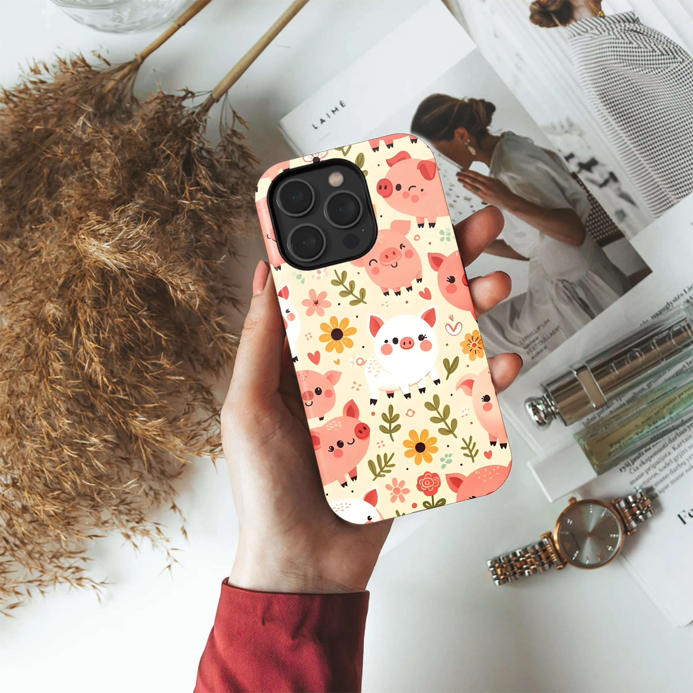 Cartoon Pig Phone Case iPhone Samsung Cover Pixel 3436