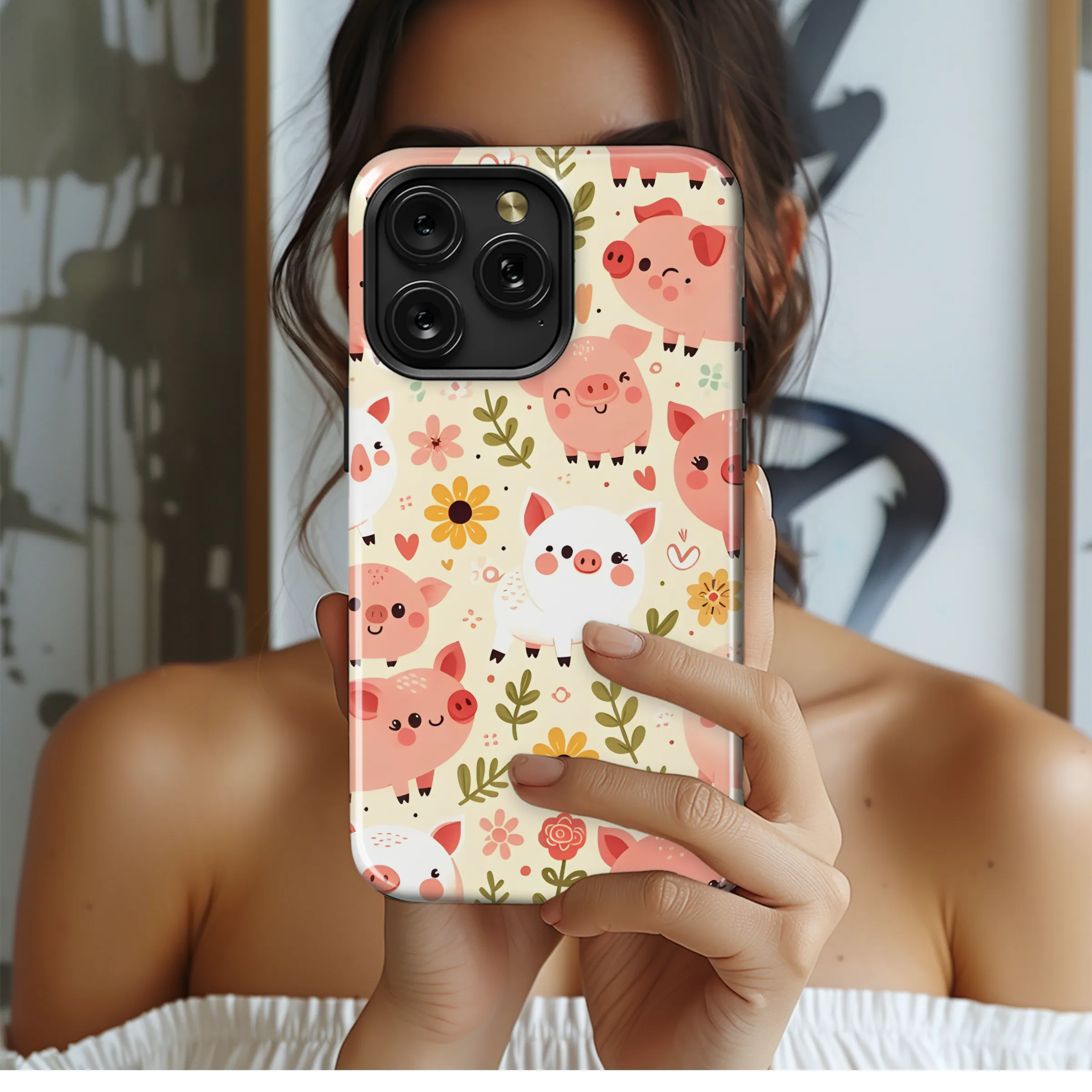 Cartoon Pig Phone Case iPhone Samsung Cover Pixel 3436