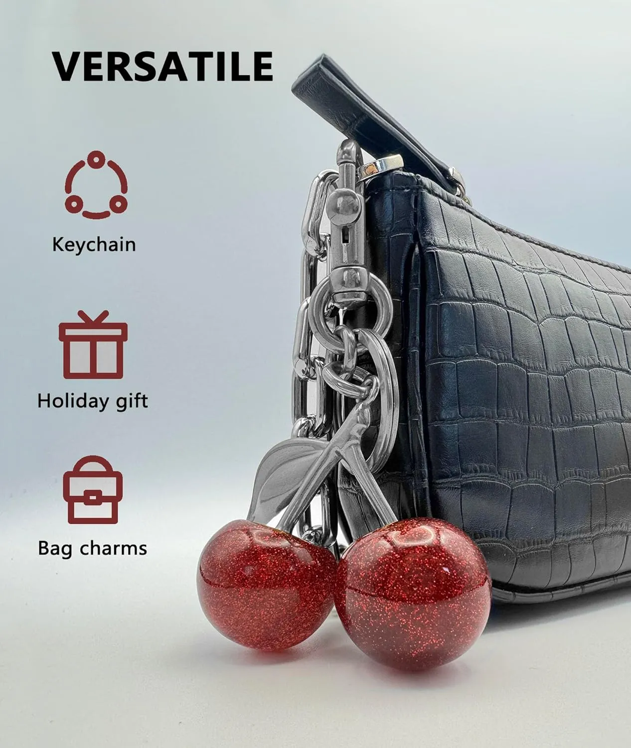 Cherry Bag Charm Key Chain Accessory Purse Charm Gifts for Women