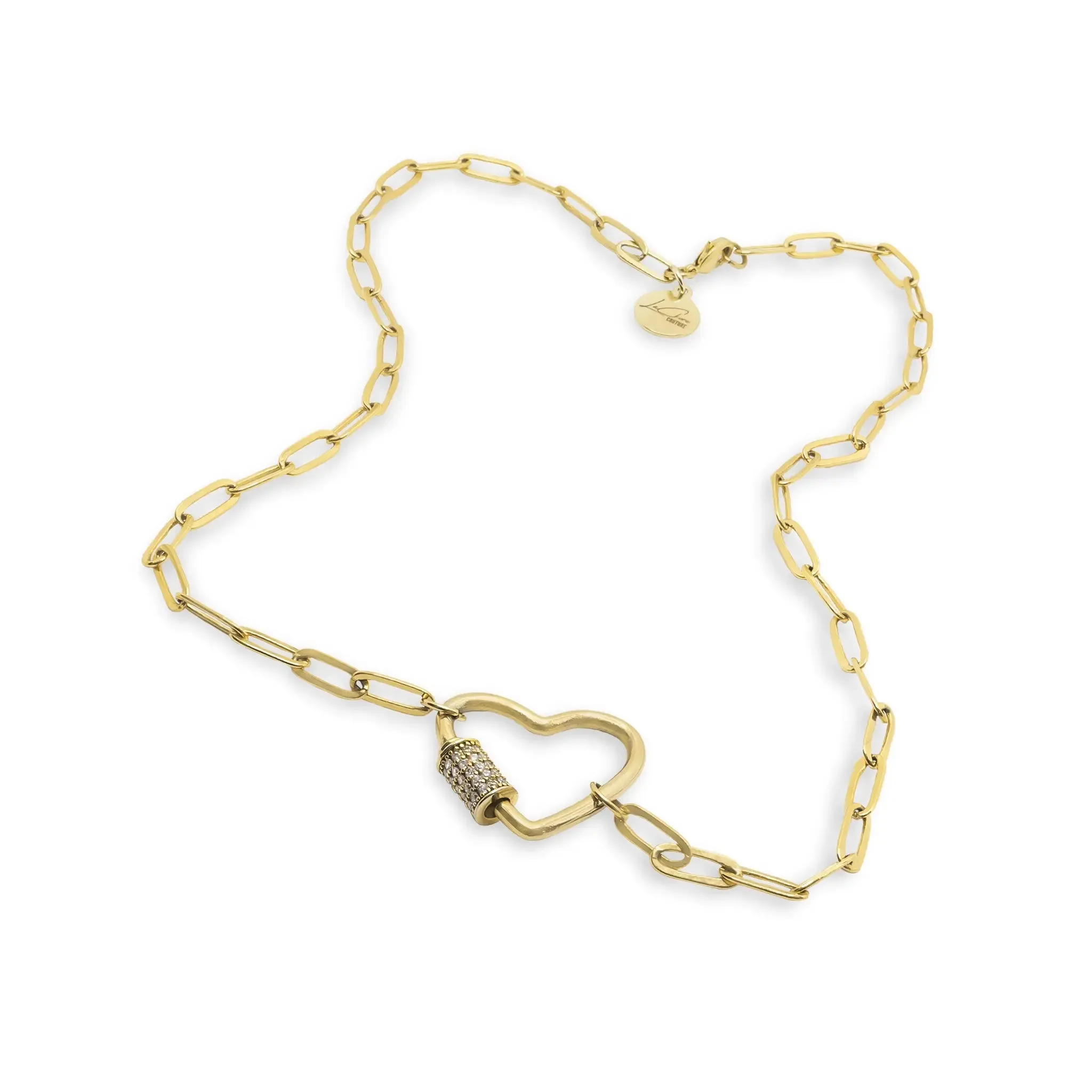Crystal Love Lock Charm Necklace