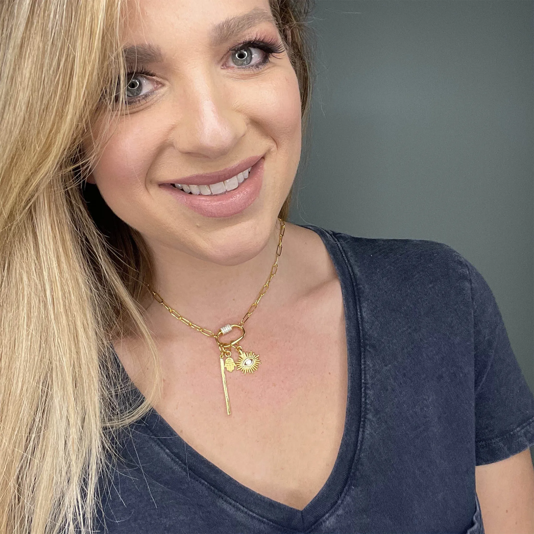 Crystal Love Lock Charm Necklace