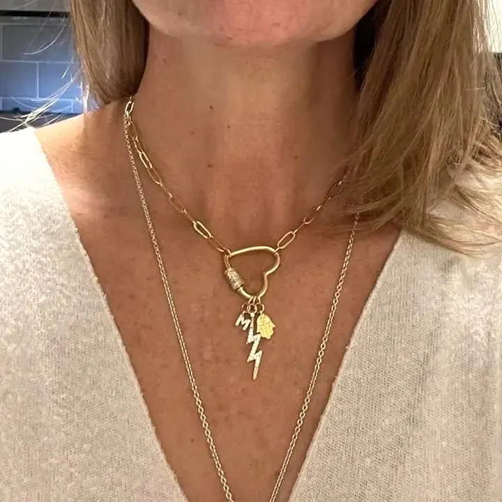 Crystal Love Lock Charm Necklace
