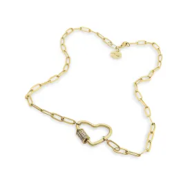 Crystal Love Lock Charm Necklace