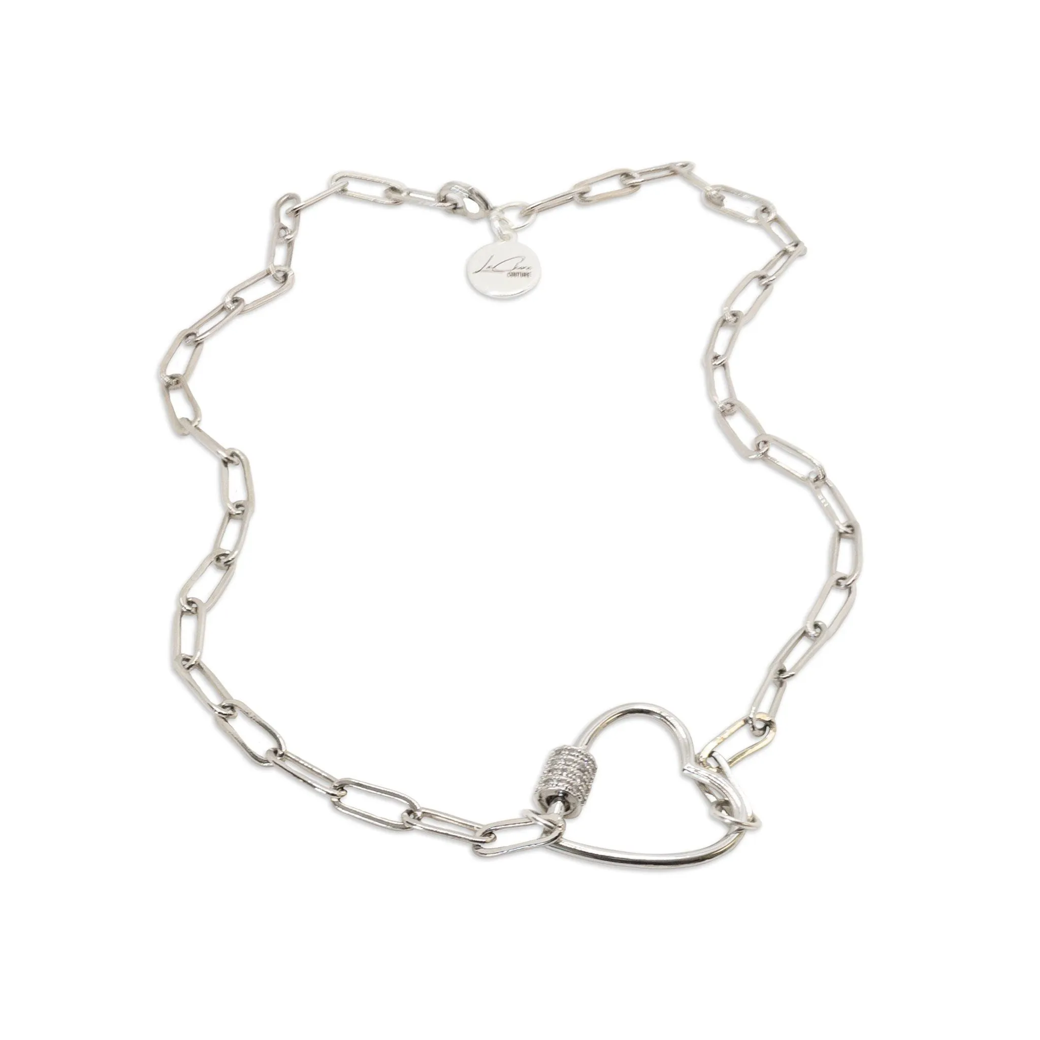 Crystal Love Lock Charm Necklace