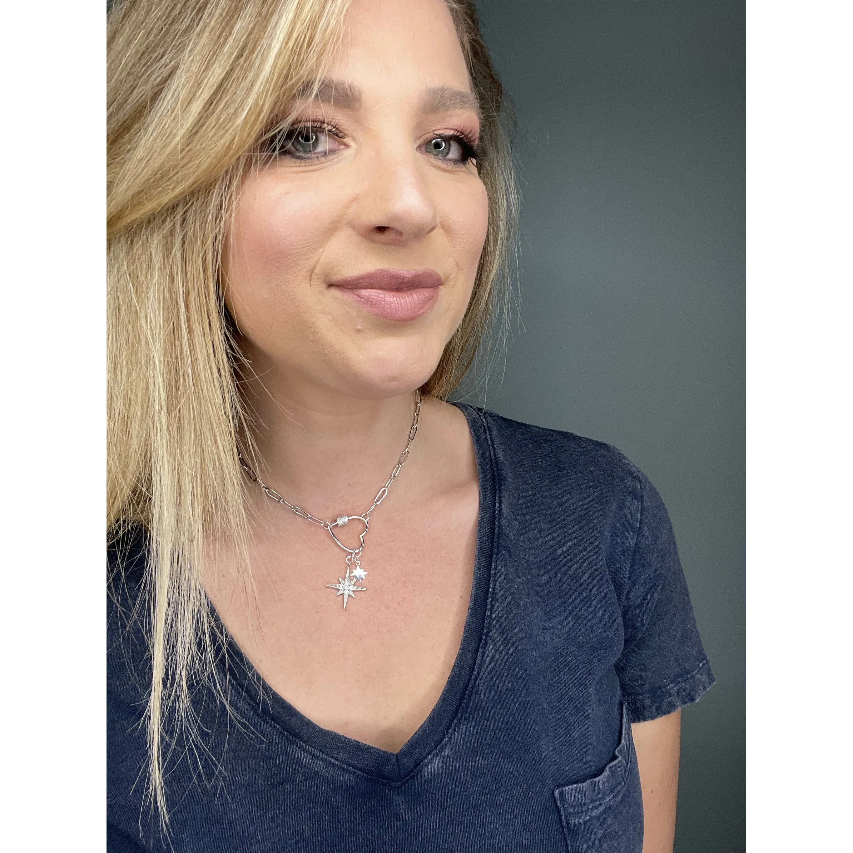 Crystal Love Lock Charm Necklace