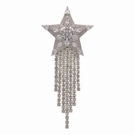 Crystal Star with Drop Tassels Brooch