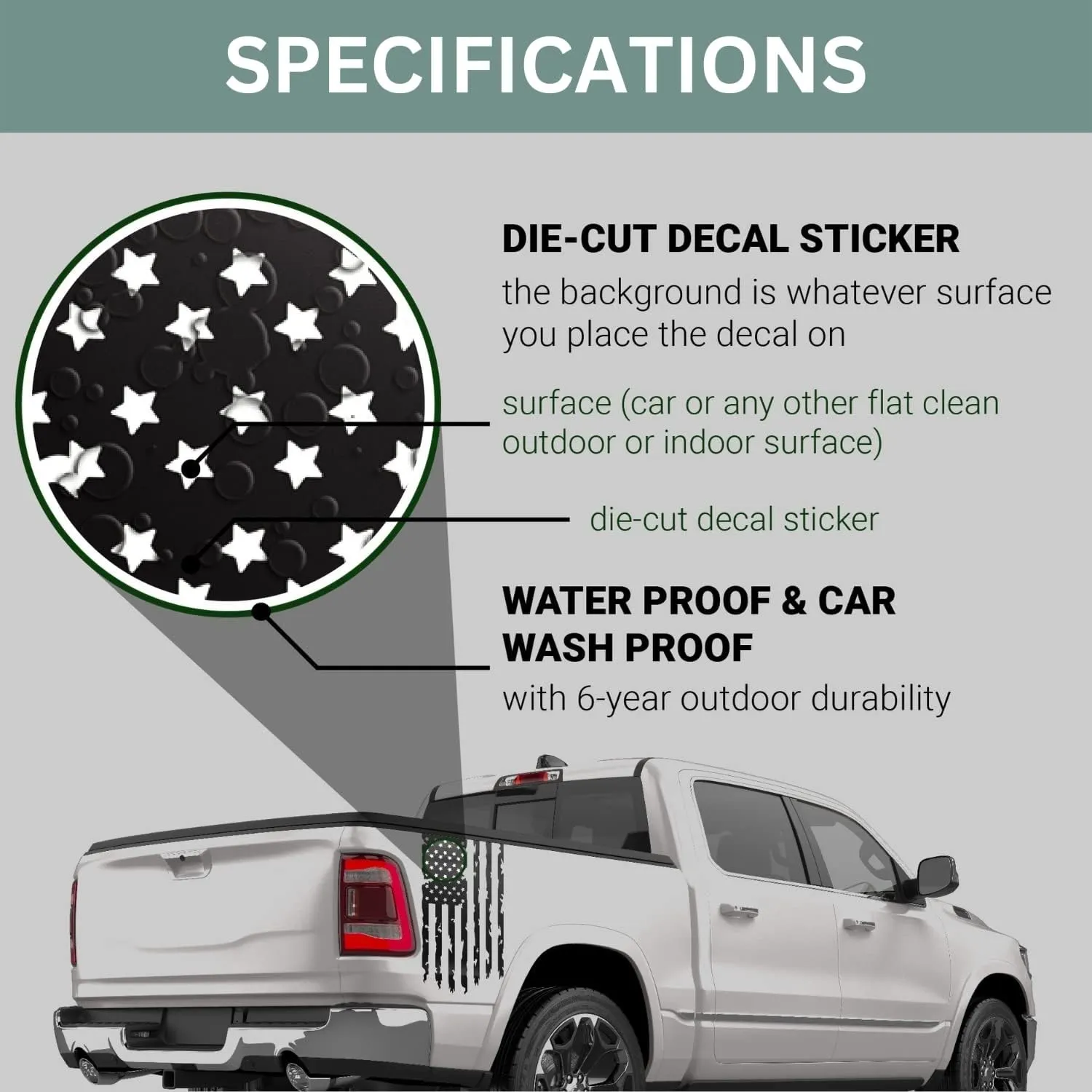 Distressed American USA US Flag Truck Tailgate Vinyl Decal - 2 Pack - Compatible with Most Pickup Trucks EUA Flag - Graphic Car, Tailgate Stickers (10" x 18", Copper Metallic)