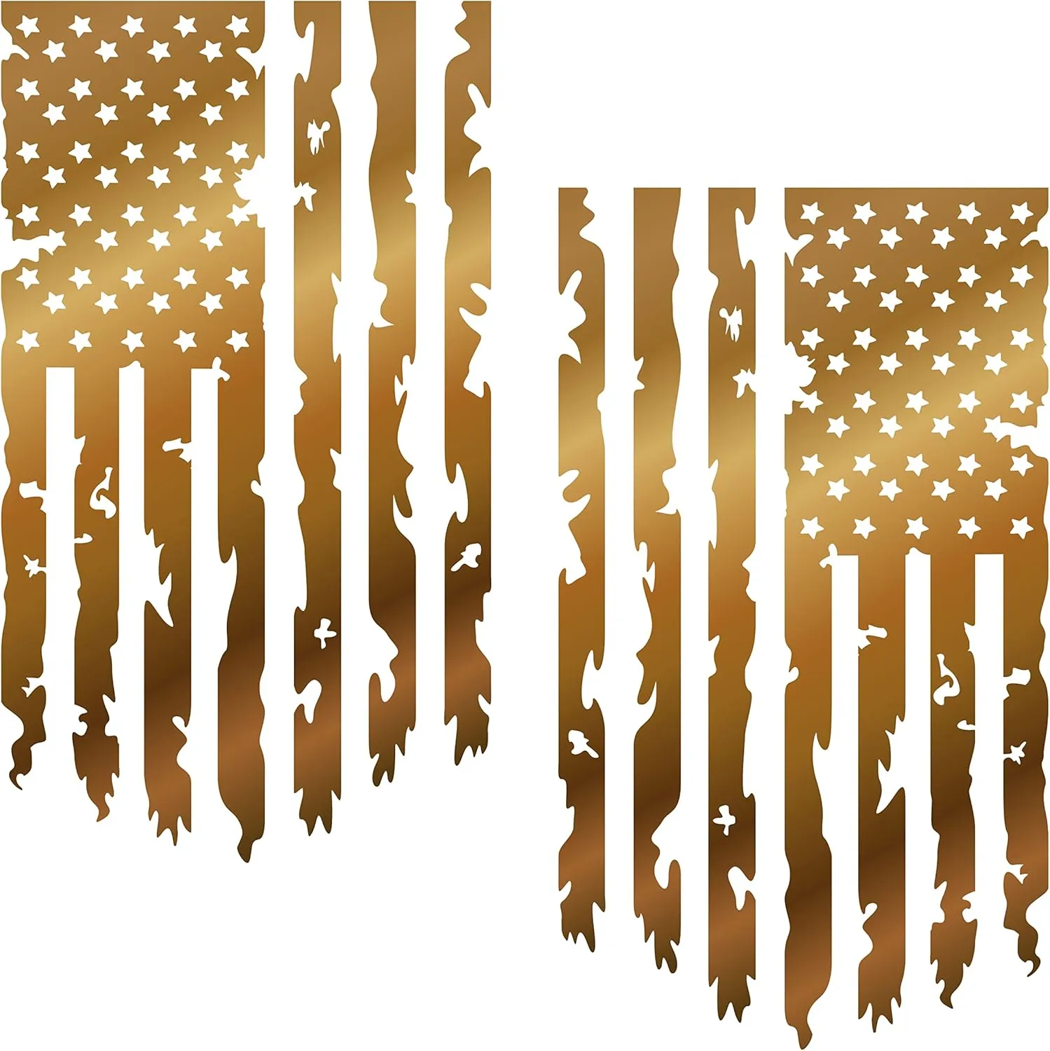 Distressed American USA US Flag Truck Tailgate Vinyl Decal - 2 Pack - Compatible with Most Pickup Trucks EUA Flag - Graphic Car, Tailgate Stickers (10" x 18", Copper Metallic)