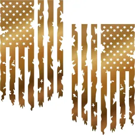 Distressed American USA US Flag Truck Tailgate Vinyl Decal - 2 Pack - Compatible with Most Pickup Trucks EUA Flag - Graphic Car, Tailgate Stickers (10" x 18", Copper Metallic)
