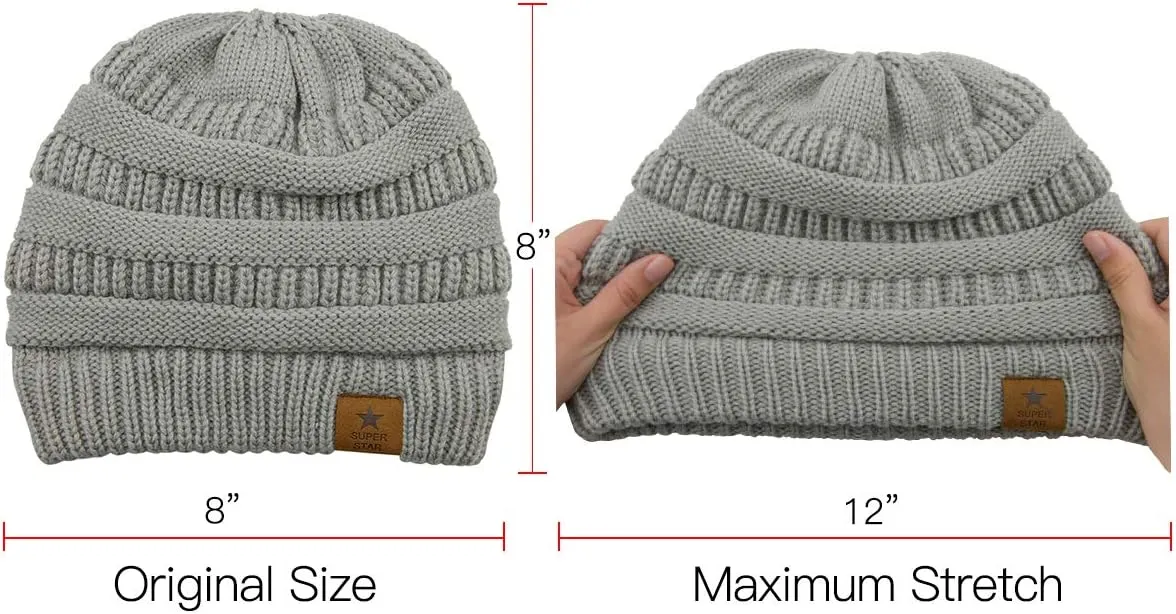 Durio Womens Knit Beanie Winter Thick Solid Fleece Lined Beanie Hats for Women Men Unisex Warm Skiing Beanies