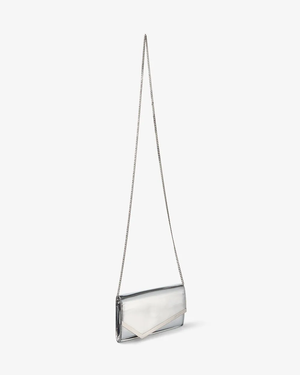 Emmie Flap Patent Clutch in Silver