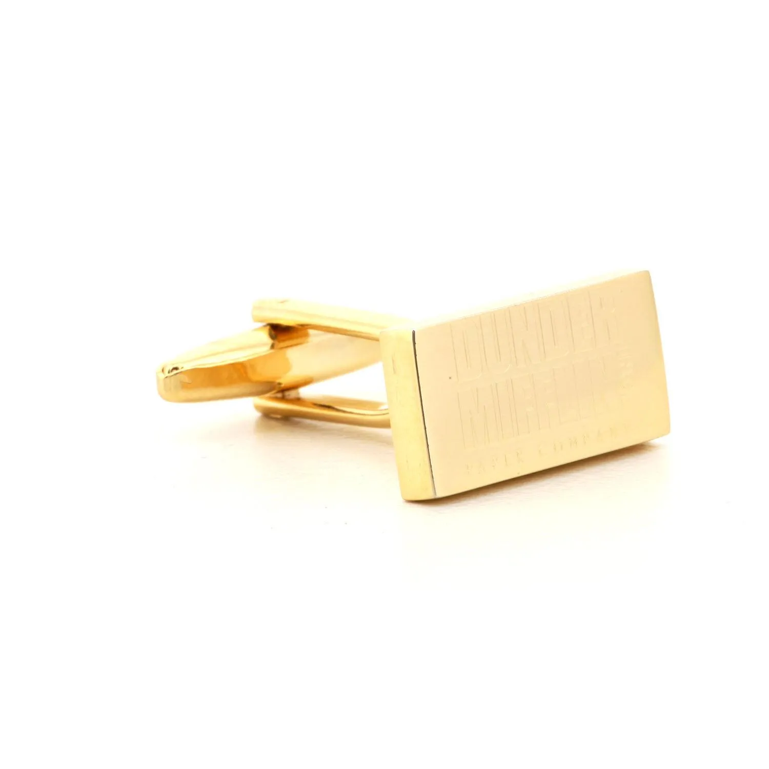 Engraved Logo Rectangle Gold Cufflinks
