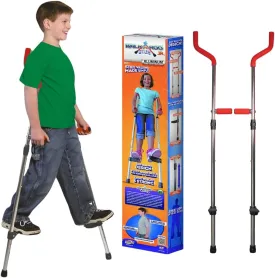 Geospace Original Walkaroo JR. Aluminum Lightweight Stilts with Ergonomic Design for Kids Outdoor/Indoor Active Play and Exercise (110 Lbs Max Weight)