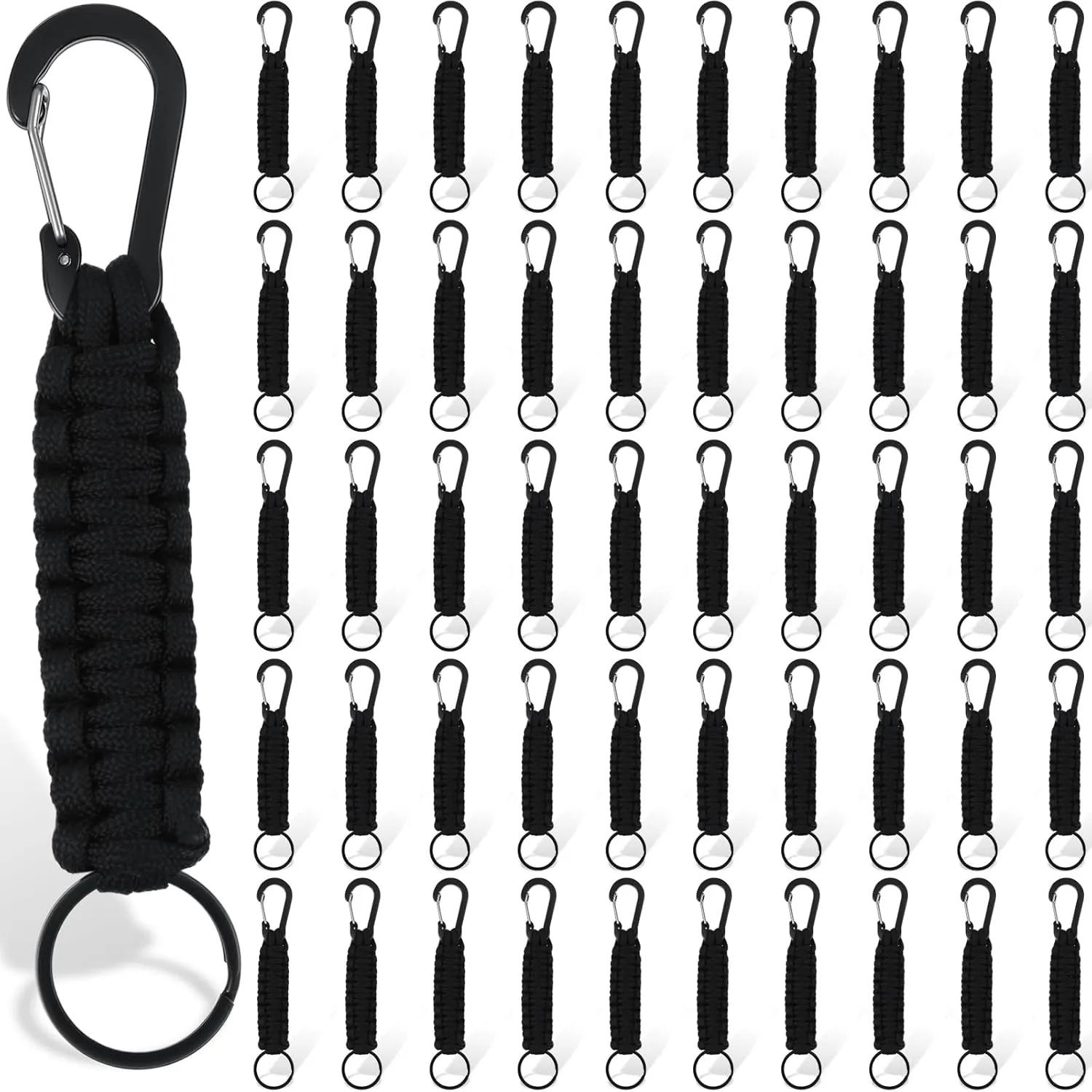 Gisafai 50 Pcs Paracord Keychain 550 Survival Paracord Lanyard Outdoor Camping Fishing Hiking Travailing