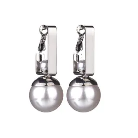 Gold Geometric Double Pearls Dangle Earrings