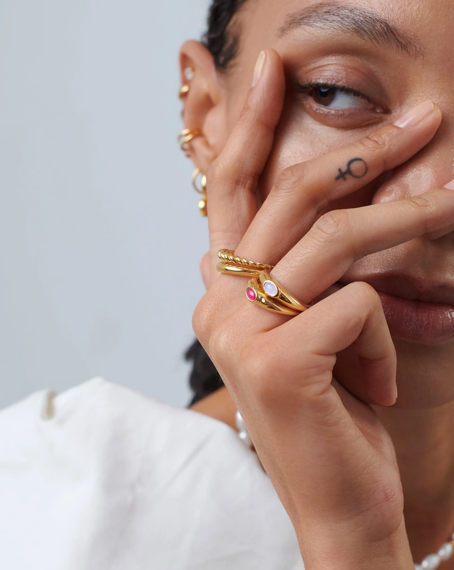 Good Vibes Gemstone Stacking Ring | 18k Gold Vermeil/Pink Quartz