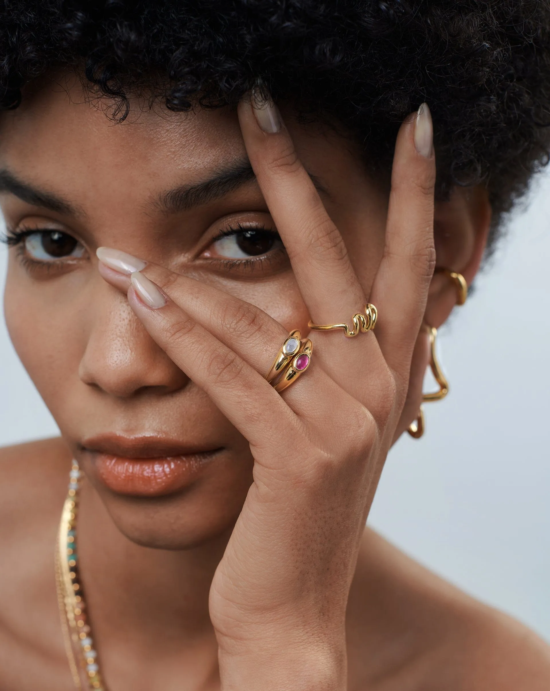 Good Vibes Gemstone Stacking Ring | 18k Gold Vermeil/Pink Quartz