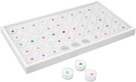 Ikee Design 50 White Foam Gem and Bead Storage Jars Showcase Stackable Display Tray Storage Box for Collectibles, Home Organization, 14.75 W x 8.25 D x 1 H in