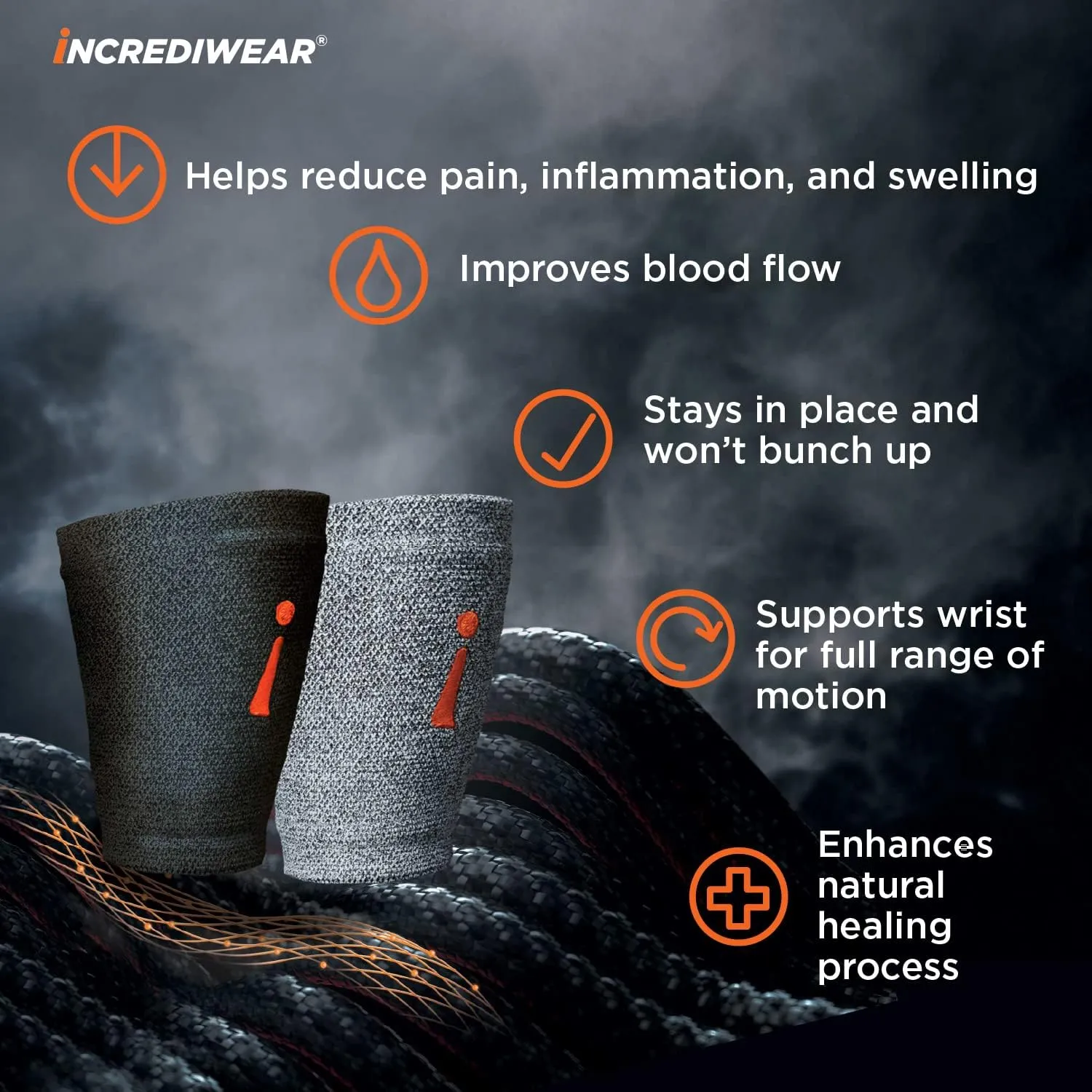 Incrediwear Wrist Sleeve  Wrist Brace for Women and Men, Helps with Inflammation, Swelling & Joint Pain Relief, Wrist Support for Recovering from Injury & Surgery (Black, Large)