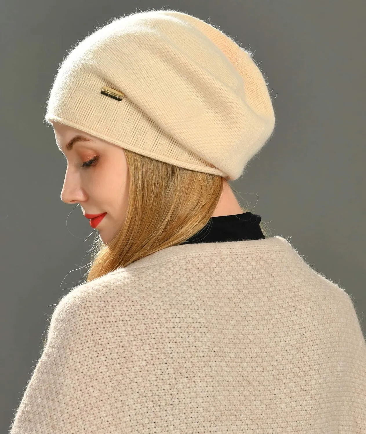 jaxmonoy Slouchy Knit Beanie Hat for Women Winter Soft Warm Ladies Laightweight Slouch Knitted Skull Beanies Cap
