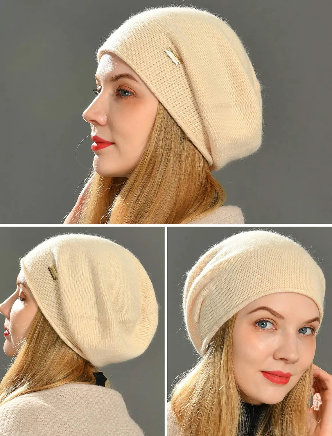 jaxmonoy Slouchy Knit Beanie Hat for Women Winter Soft Warm Ladies Laightweight Slouch Knitted Skull Beanies Cap