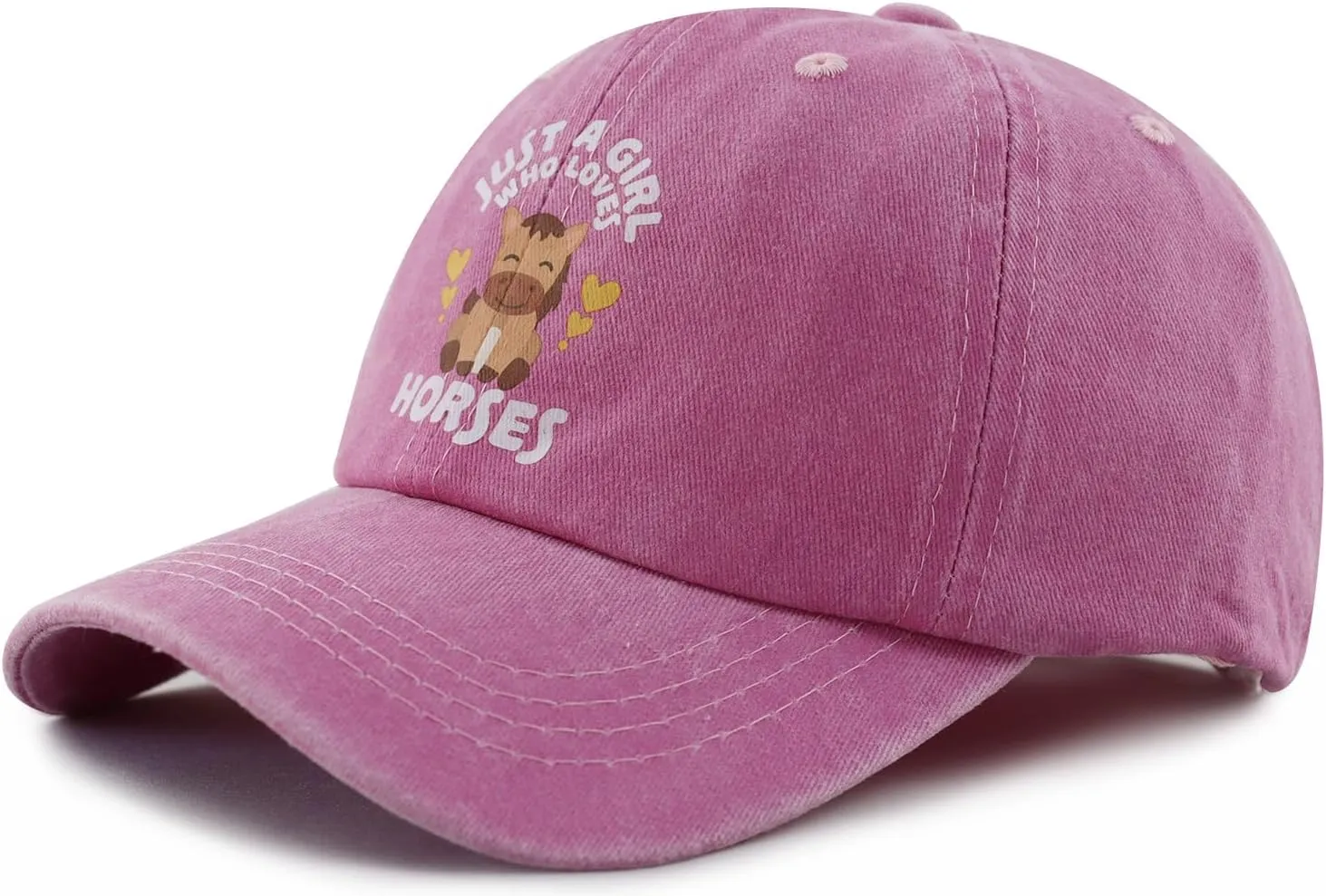 Just a Girl Who Loves Cats Dogs Horses Frogs Foxes Pigs Hat for Girls Age 3-10, Funny Adjustable Cotton Kids Baseball Cap