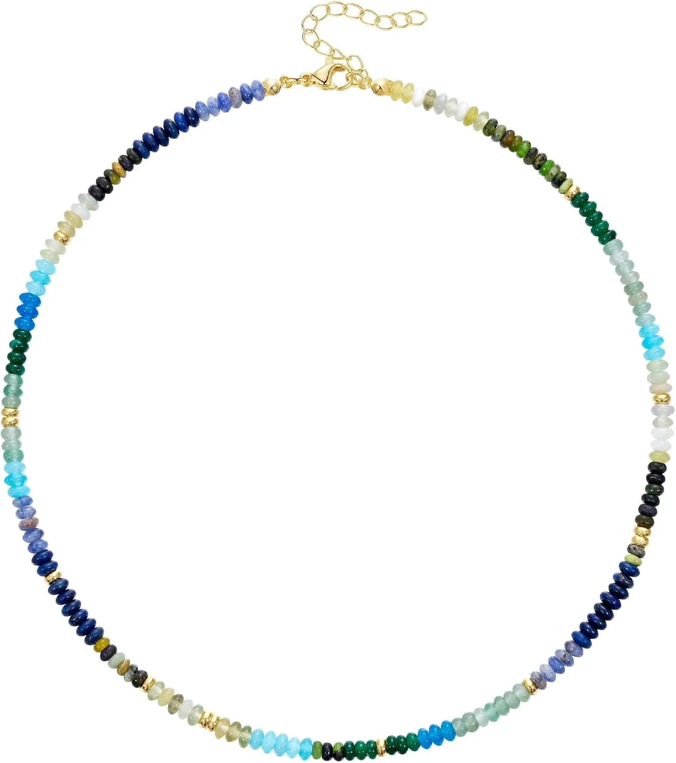 KELORIS PATH Beaded Necklace for Women, Colorful Gemstone Boho Bead Choker for Beach, Trendy Summer Natural Stone Jewelry Gifts